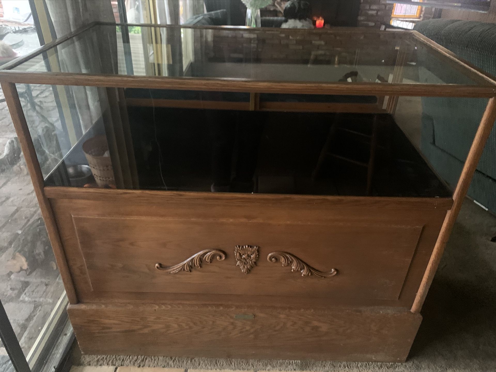 Antique oak display cabinet