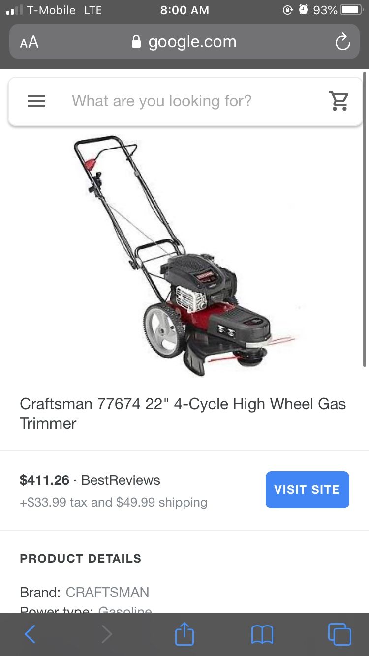 Craftsman 4- Cycle High Wheel Gas Trimmer