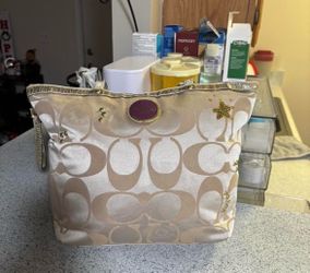 Coach gold "beach" tote