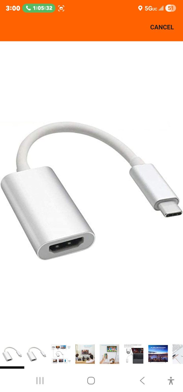 USB C to HDMI Adapter, Type C to HDMI Converter (Thunderbolt 3 Compatible) 4K@30Hz for MacBook Pro, Google Chromebook Pixel,Dell XPS Samsung Galaxy S8