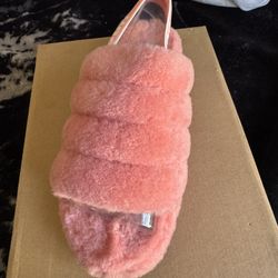 Pink UGG Fluffy Sandals 