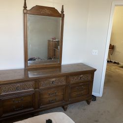 ANTIQUE DRESSER WITH MIRROR 