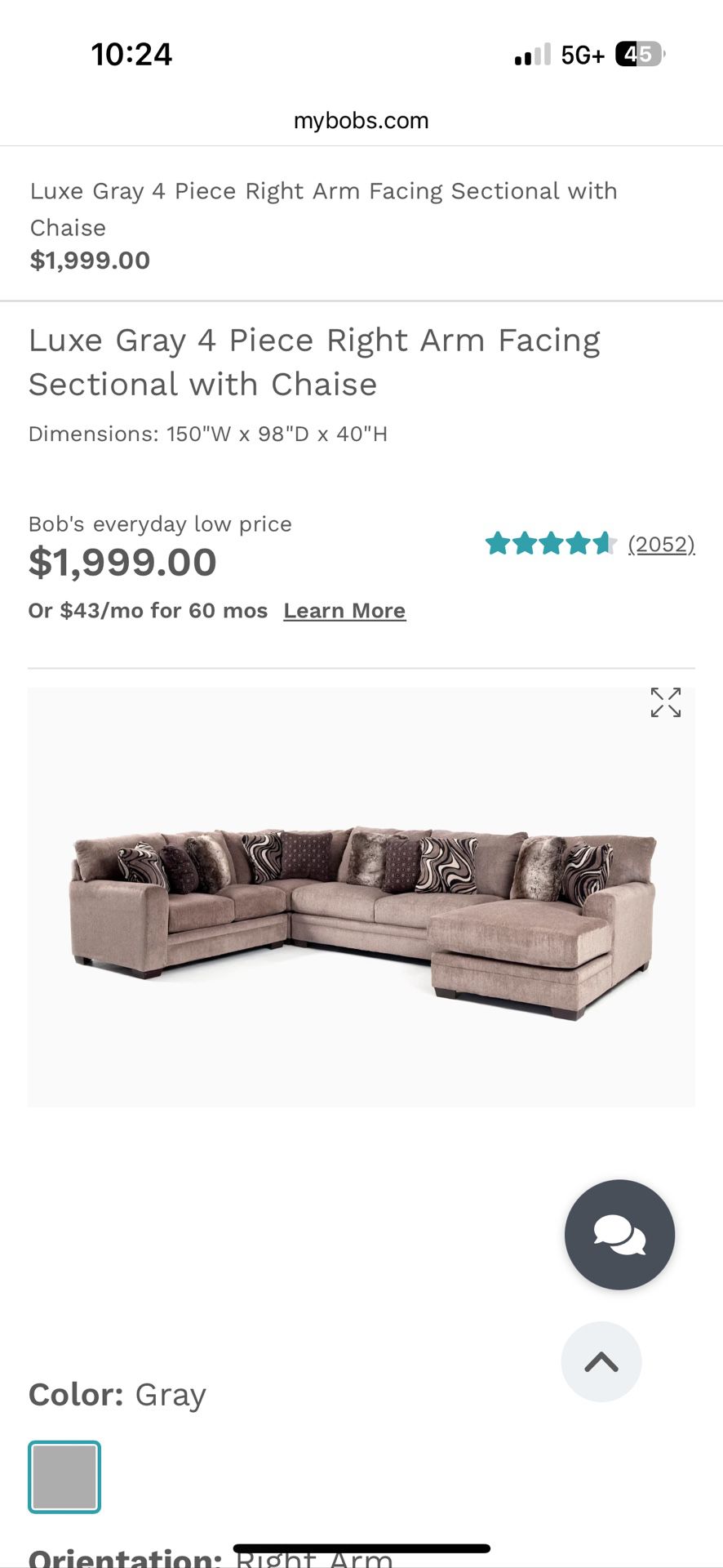 Sectional Sofa/Couch - Bobs Furniture 