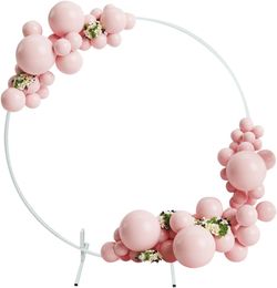 7’ White Round Metal Backdrop Stand