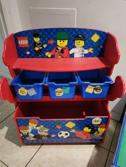 Rare LEGO Brand Trundle Storage Shelf With Bins