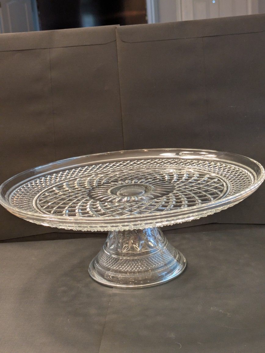Vintage Anchor Hocking Wexford Crystal Glass Serving Dessert Or cake Platter