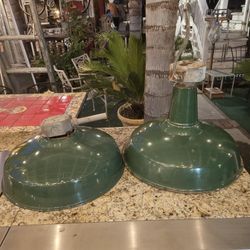 16" Vintage Industrial Porcelain Lamps