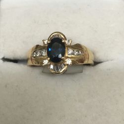SAPPHIRE DIAMOND RING 14KT YELLOW GOLD 
