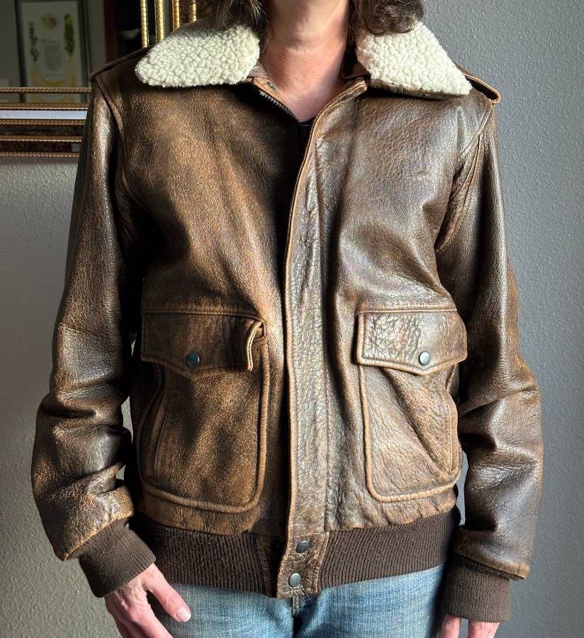 Vintage Leather Flight Jacket/Coat, size L