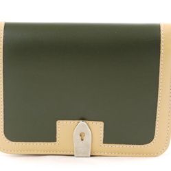 NEW! HUNTING WORLD Bifold Wallet Khaki Green Leather ITALY