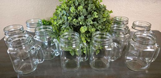 10 Mason Jars w/Handles
