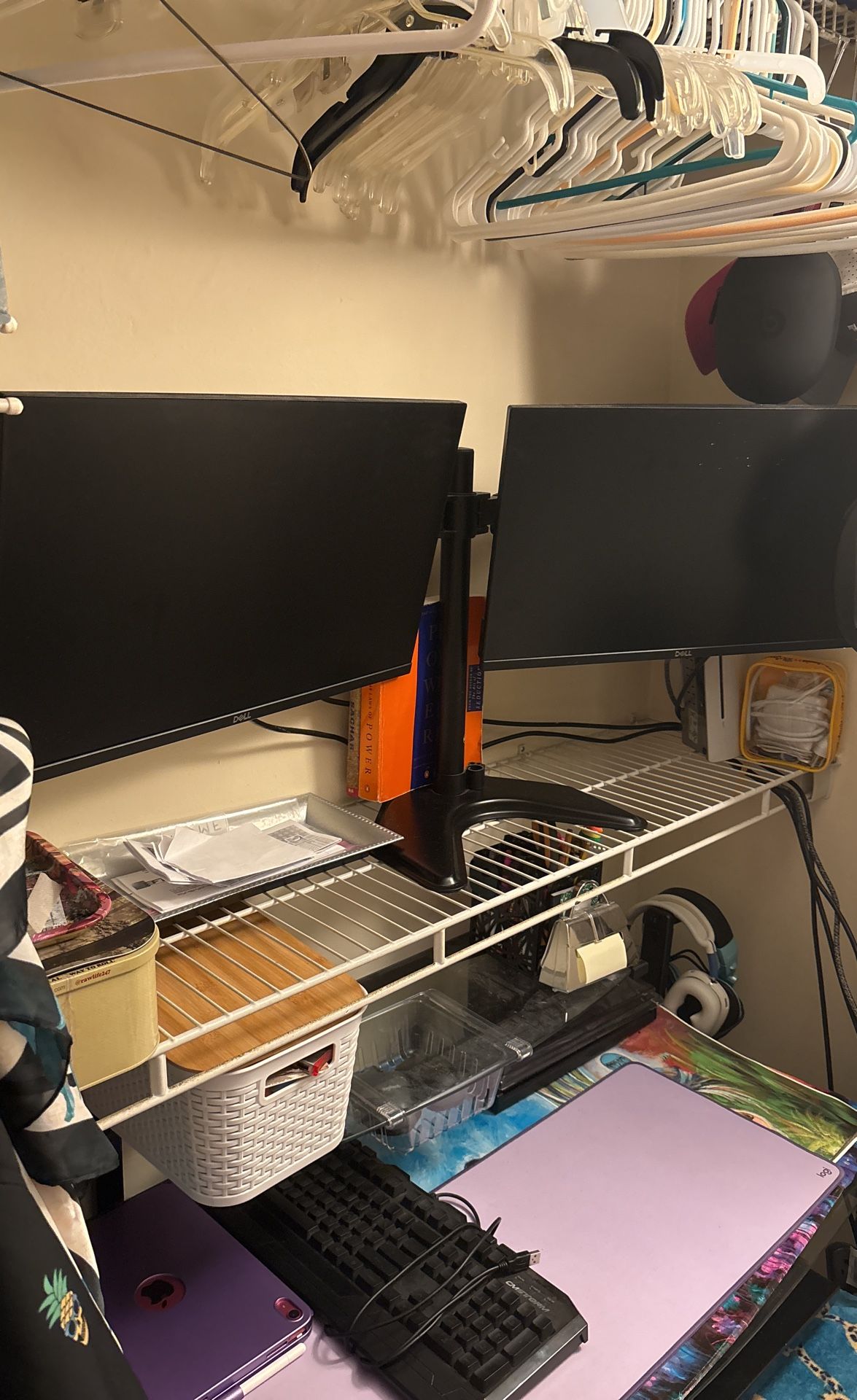 Two Dell Dual Monitors With Stand