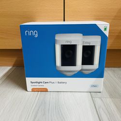 Ring Spotlight Cam Plus, Battery - Smart Security Video Camera with LED Lights, 2-Way Talk, Color Night Vision, White