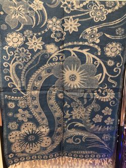 Indian Traditional Reversible Peacock color with beige contrast Front and Back Designer Full long length Semi-Woolen Shawl/ Stall/Scarf