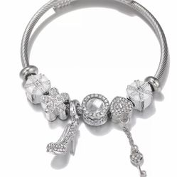 High Quality 18K Real Gold Plated Stainless Steel Jewelry Key and Heart Charm Bracelet