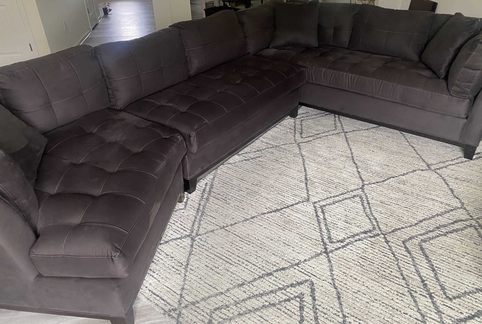 Cindy Crawford Home Metropolis Way Slate Microfiber 3 Pc Sectional Sofa Couch for Sale in New