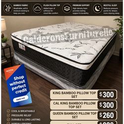 Cal King Bamboo Orthopedic Pillow Top Mattress and Boxspring!