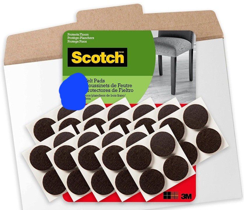 Scotch Felt Pads 84 PCS Brown, Felt Furniture Pads for Protecting Hardwood Floors, 1" Round, Easy-to-apply, Self-Stick design, Reliable Protection Fro