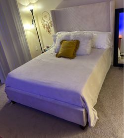 Tan Bed Frame w/ Headboard