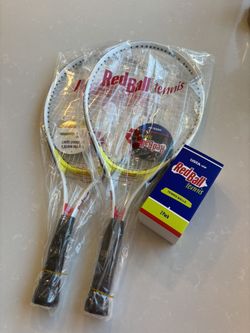 Red Ball Youth tennis racket 1 pair and two low compression tennis ball,new unopened unused