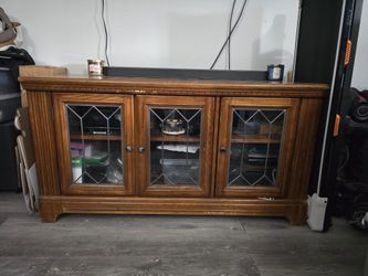 Wooden TV Stand With Galss Doors