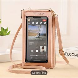 Women's Transparent Crossbody Phone Bag, Anti-Theft Touch Screen Mobile Phone Purse, Mini Shoulder Bag 