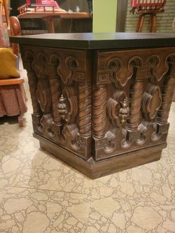Ornate Carved Wood Pedestal Cabinet