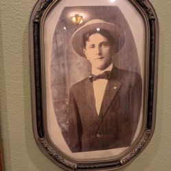 Antique 1800’s Convex Bubble Glass Wood Frame