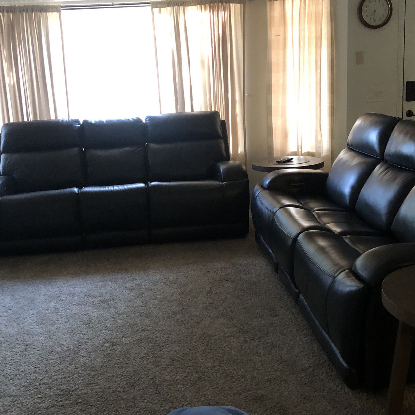 Leather Couch - Double Power Recliner, Lumbar And Headrest