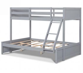 Twin Over Full Grey Wooden Bunk Bed