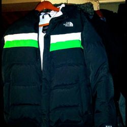 North Face SteepTech winter jacket $250 New only use once or Black/Green N.F. puffer Coat $185 like new  fits women or girls