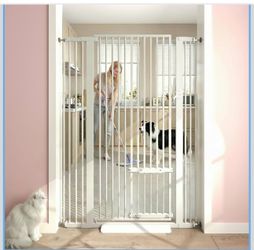 55.11" Extra Tall Cat Gate 29.5-40.6 Wide Pat Gate with Small Cat Door Safety Pet Gate NO Drilling Pressure Mount