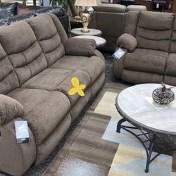 Tulen Mocha Reclining Living Room Set & Sofa Loveseat Couch Sectional Options 