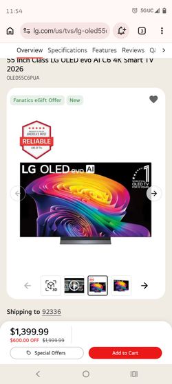LG OLED evo AI C6 55-Inch 4K Smart TV