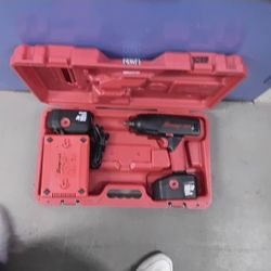 Snap on half inch cordless impact with 218 V. Hi, high output batteries and charger included.