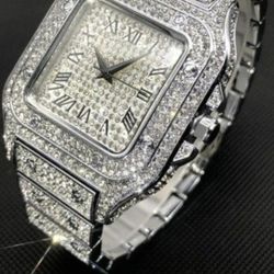 SILVER HIP HOP CRYSTAL HIGH QUALITY HEAVY WATCH