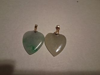 Valentine Lovers Gift Lot 2 Pcs Jeart Jade Pdnts S925 Bails Size A Quarter