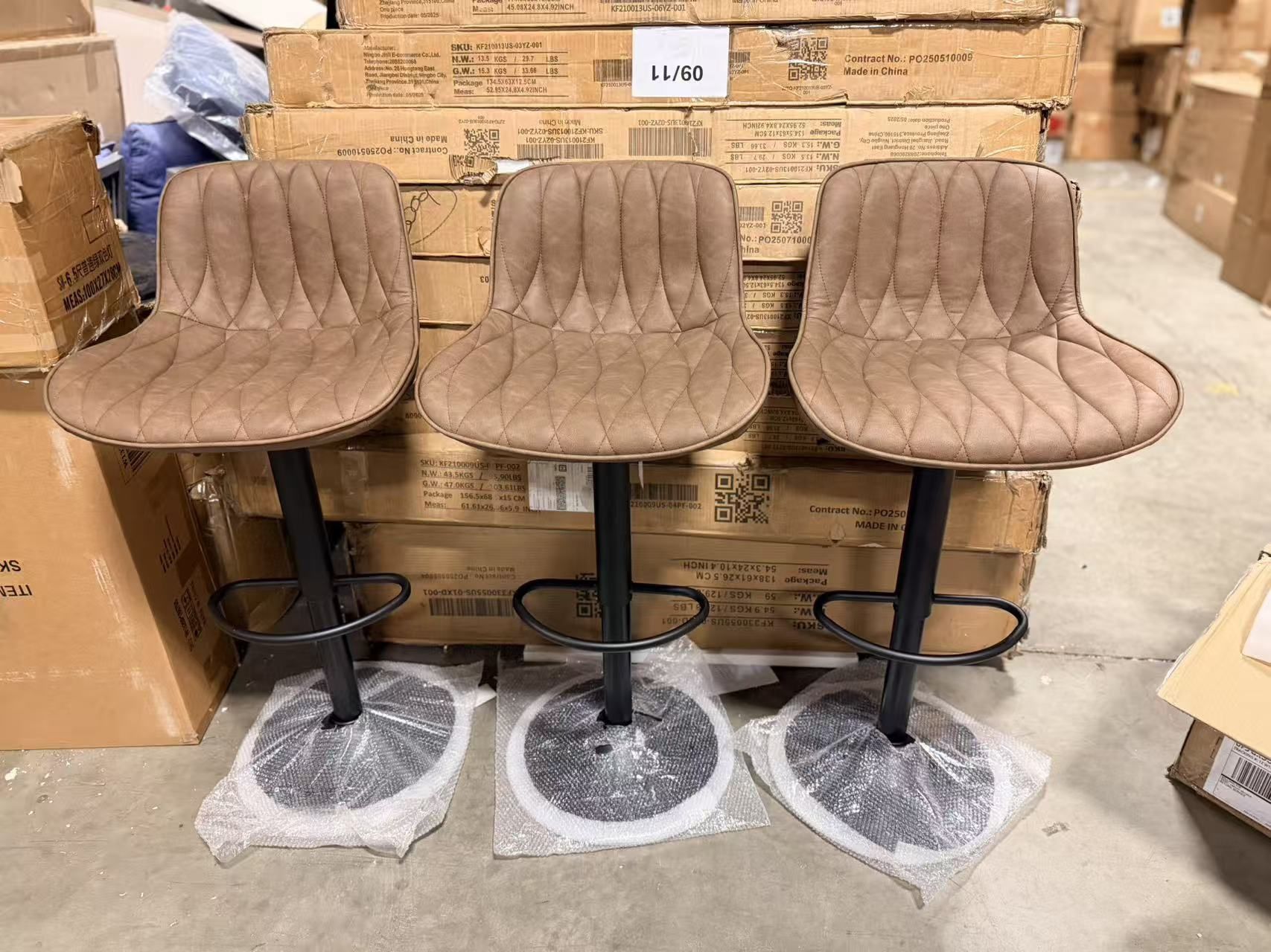 Counter Height Bar Stools Set of 3, Tan Swivel $110