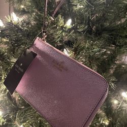 Kate Spade L Zip Wristlet . Metallic Pink NWT 