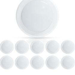 10 Pack LED Disk Lights - 5/6 Inch, Dimmable Flush Mount Ceiling Lights, 15W, 1200LM, Selectable 2700K-5000K, Low Profile Recessed Lighting Fixture, W