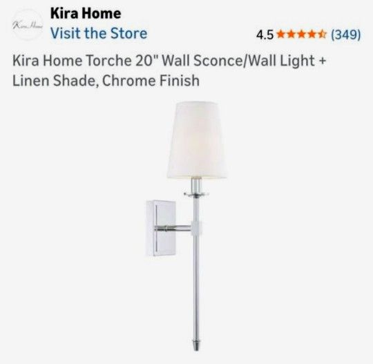 New In BOX. SCONCE CROME LIGHT with linen Lamp Shade. See Photos