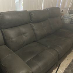 Dual Reclining Leather Sofa
