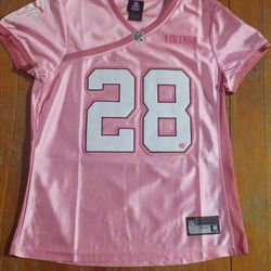 Women's Size Large Adrian Peterson Minnesota Vikings Breast Cancer Jersey Reebok
