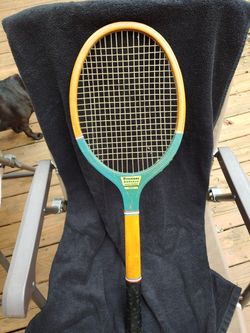 Old rare advertising wooden tennis racket made by Firestone!