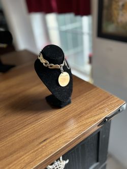 Silver Large Chain Bracelet W/ Pendant For Engraving