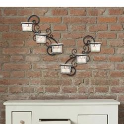 Very Nice Decorative Black Metal Tea Light Candle Holder Wall Sconce Set 