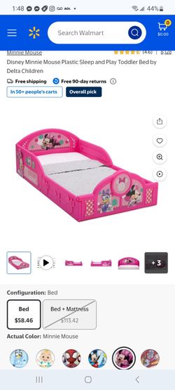 Disney Minnie Mouse Plastic Sleep and Play Toddler Bed by Delta Children $45