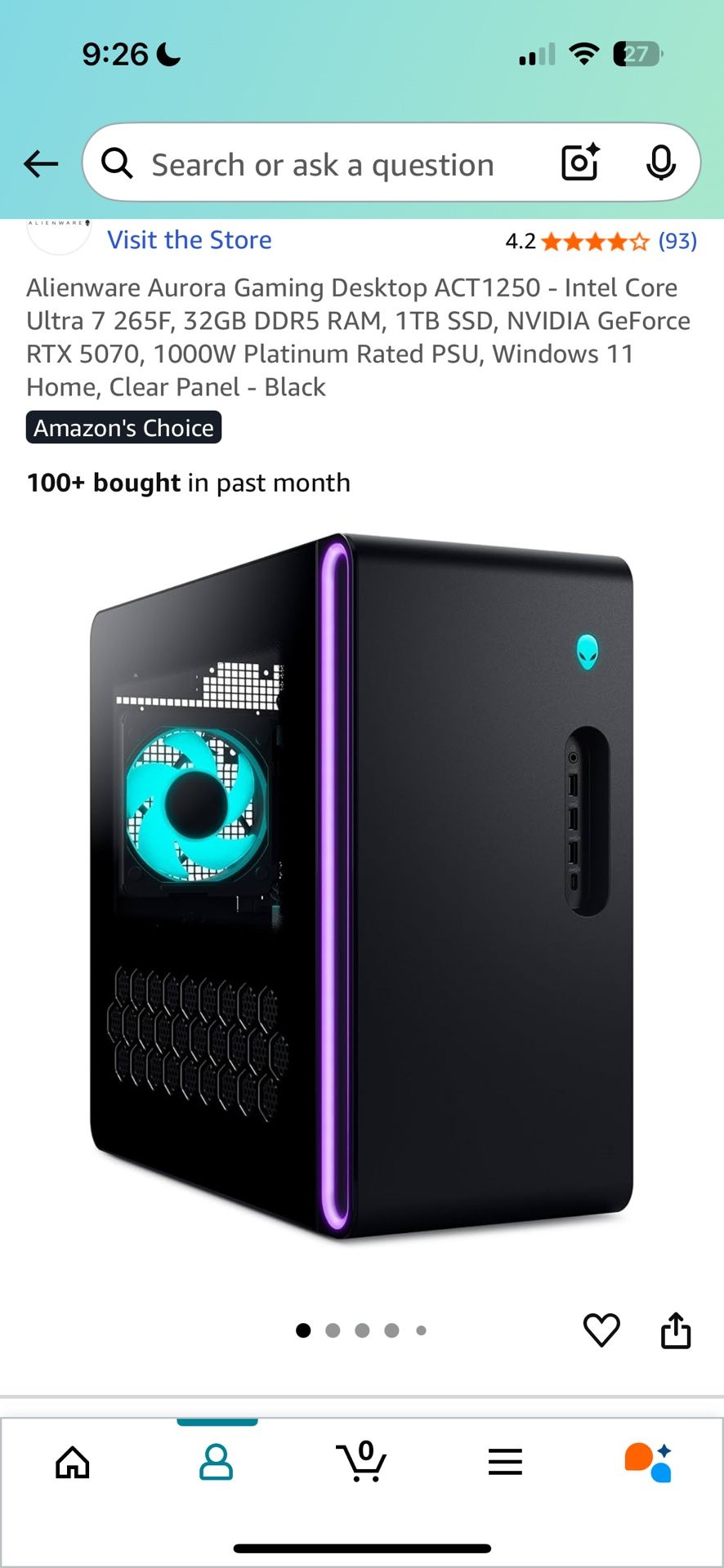 Brand New Alienware Gaming Desktop - i7 Ultra 265F & RTX 5070 - $1845 Value