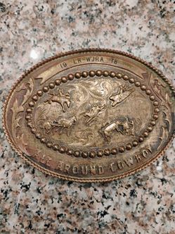 Rare Rodeo trophy vintage large belt buckle