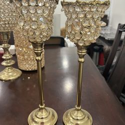 Gold crystal candle holder 